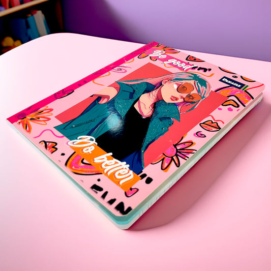 Cuaderno Cosido Grande Durable Para Niña / 200 Páginas / Doble Raya / Surtido
