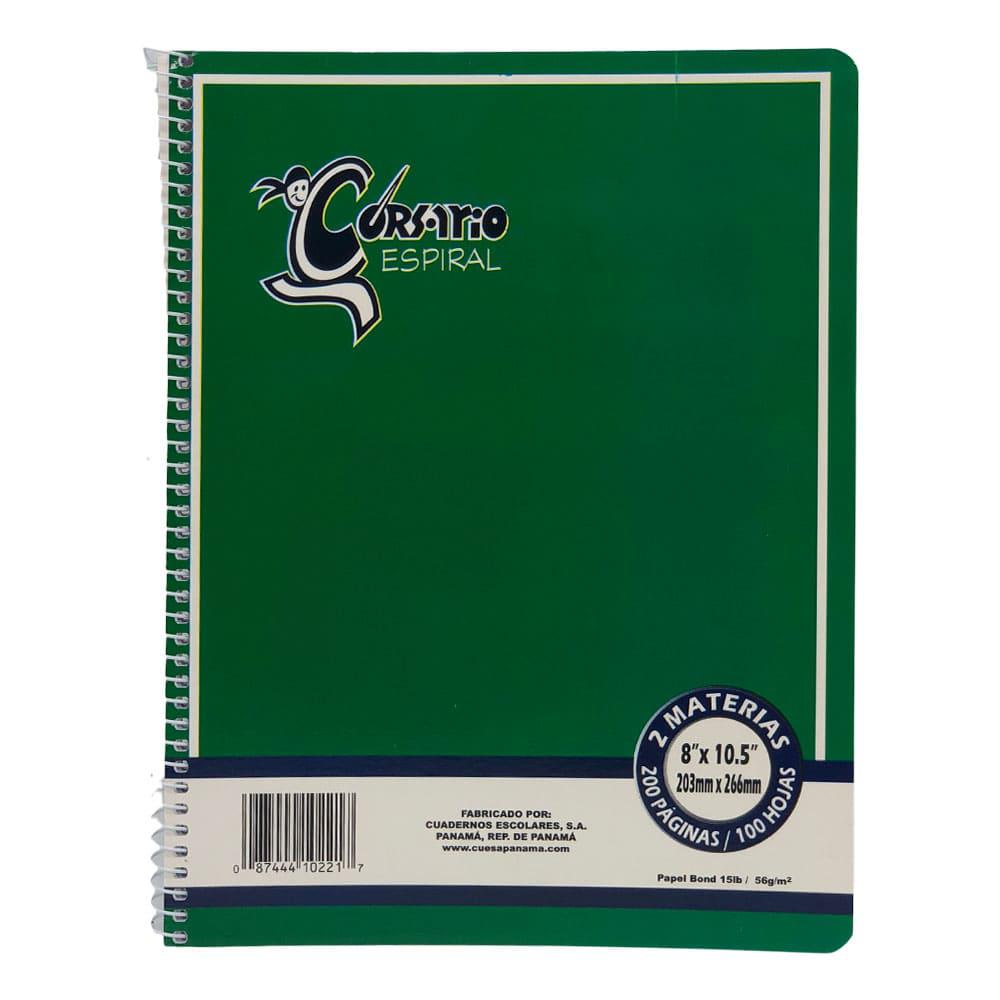 Cuaderno Espiral Corsario Raya Ancha 2 Materia