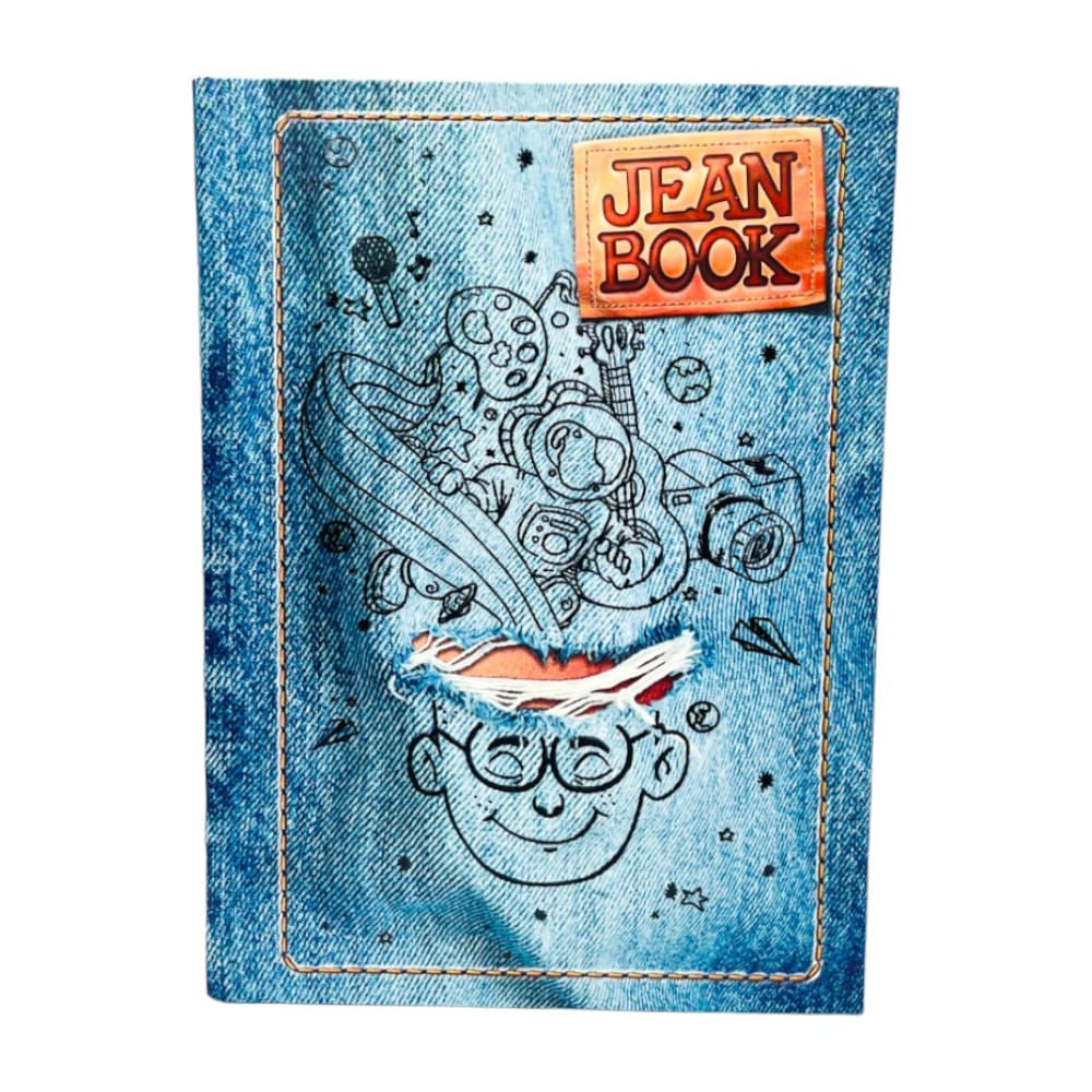 Cuaderno Grande Cosido Jean Book Raya Ancha de 200 Páginas