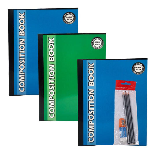 Cuaderno Cosido Grande Doble Raya Balboa Composition 200 Páginas 4 Piezas - Surtido