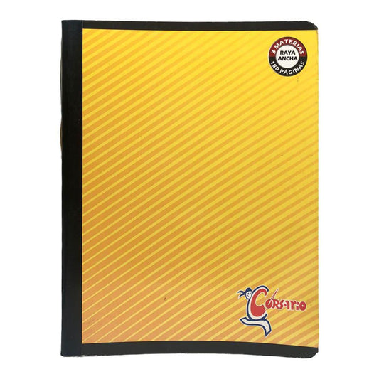 Cuaderno Cosido Corsario Raya Ancha 3 Materias 180 Páginas