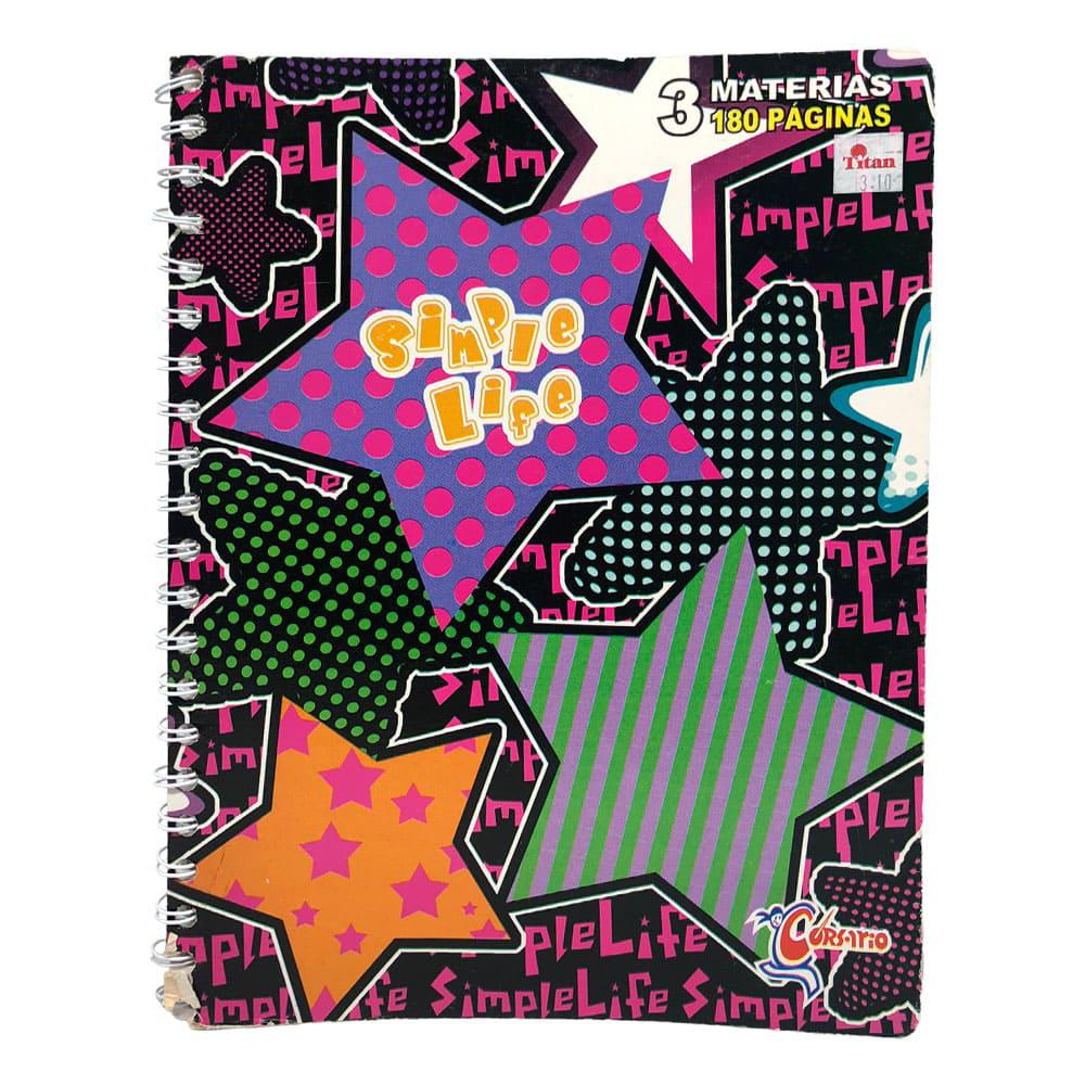 Libreta Con Espiral Doble Corsario Raya Ancha 3 Materias 180 Páginas