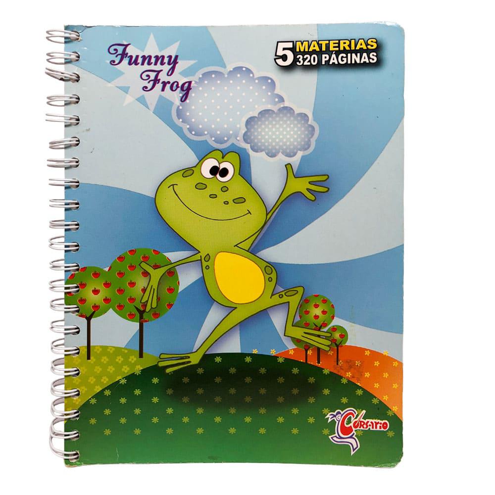 Libreta Con Espiral Doble Corsario Raya Ancha 5 Materias de 320 Páginas