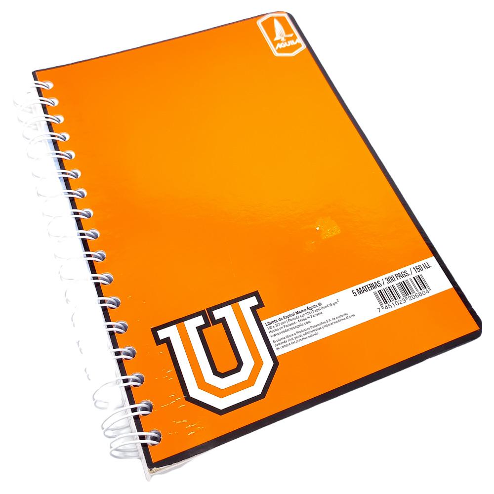 Libreta Espiral Doble Águila 9" x 6" 300 Páginas 5 Materias