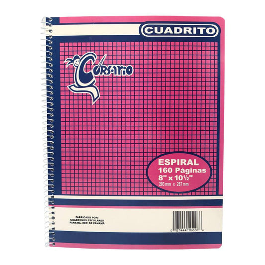 Libreta Con Espiral Corsario de Cuadritos 1 Materia 160 Páginas - Surtido