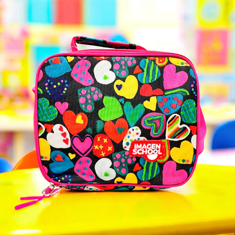 Lonchera Escolar Imagen School Para Niña / Estampado de Corazón / Surtida