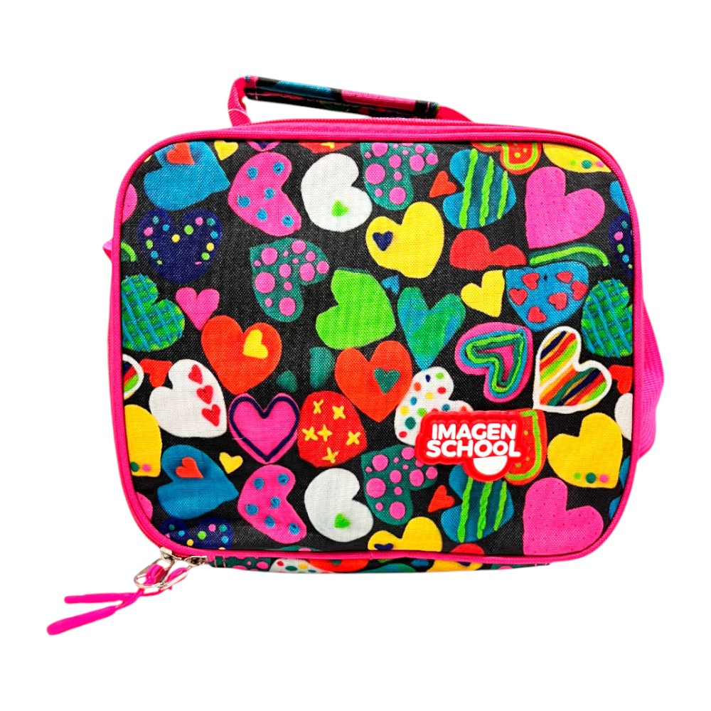 Lonchera Escolar Imagen School Para Niña / Estampado de Corazón / Surtida