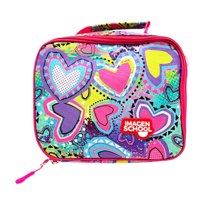 Lonchera Escolar Imagen School Para Niña / Estampado de Corazón / Surtida