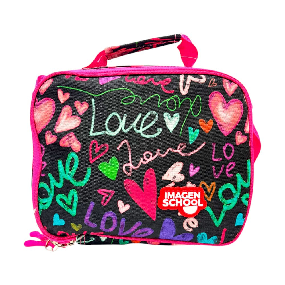 Lonchera Escolar Imagen School Para Niña / Estampado de Corazón / Surtida