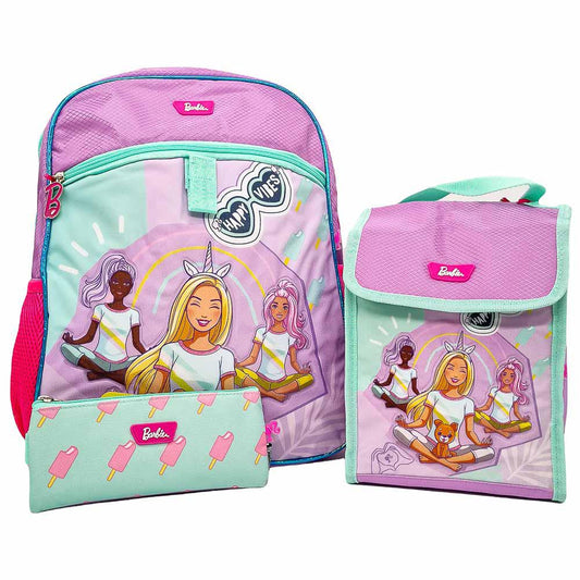 Mochila Barbie Happy Vives de 16" 3 Piezas