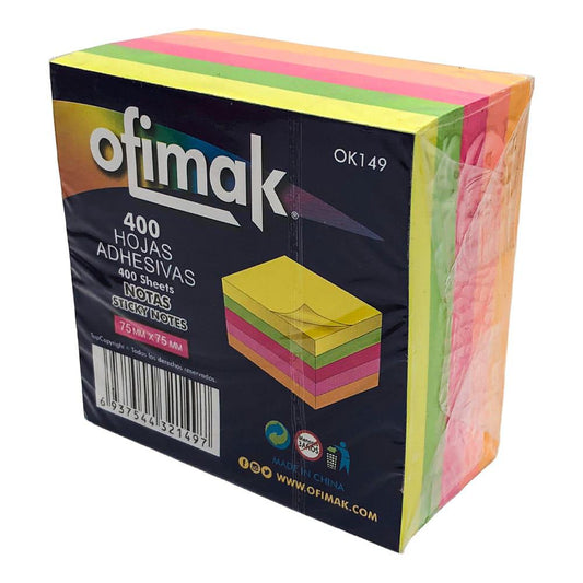 Notas Ofimak Adh 7.5 X 7.5 cm Cubo Neon X 400H Dp36