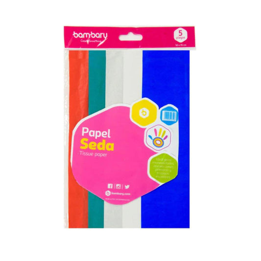Papel Seda Bambary Multicolor 5 Piezas