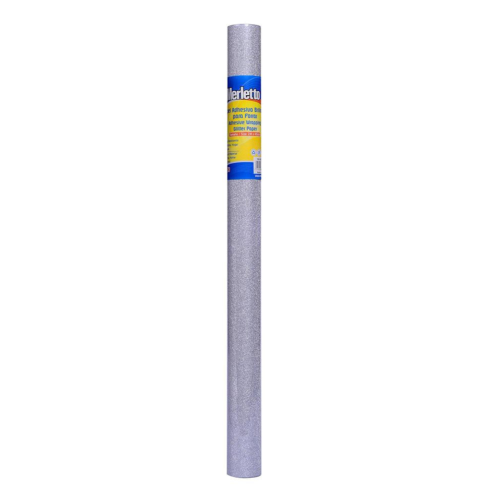 Papel Adhesivo Escarchado Merletto Plateado 3 m