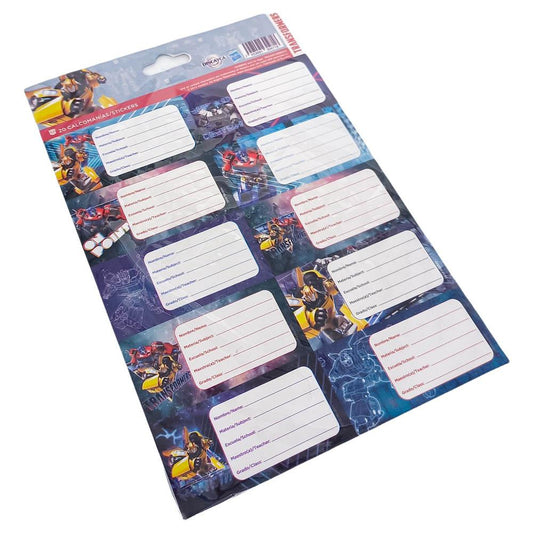 Etiquetas Escolares Hasbro Transformers de 20 Piezas