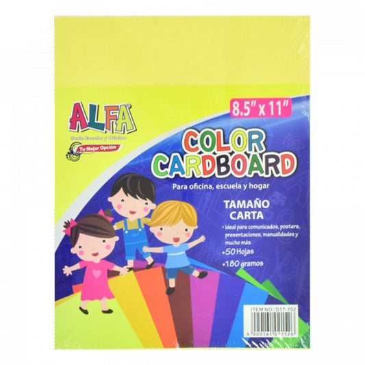 Cartulina de Colores Alfa 8.5" x 11" 50 Hojas