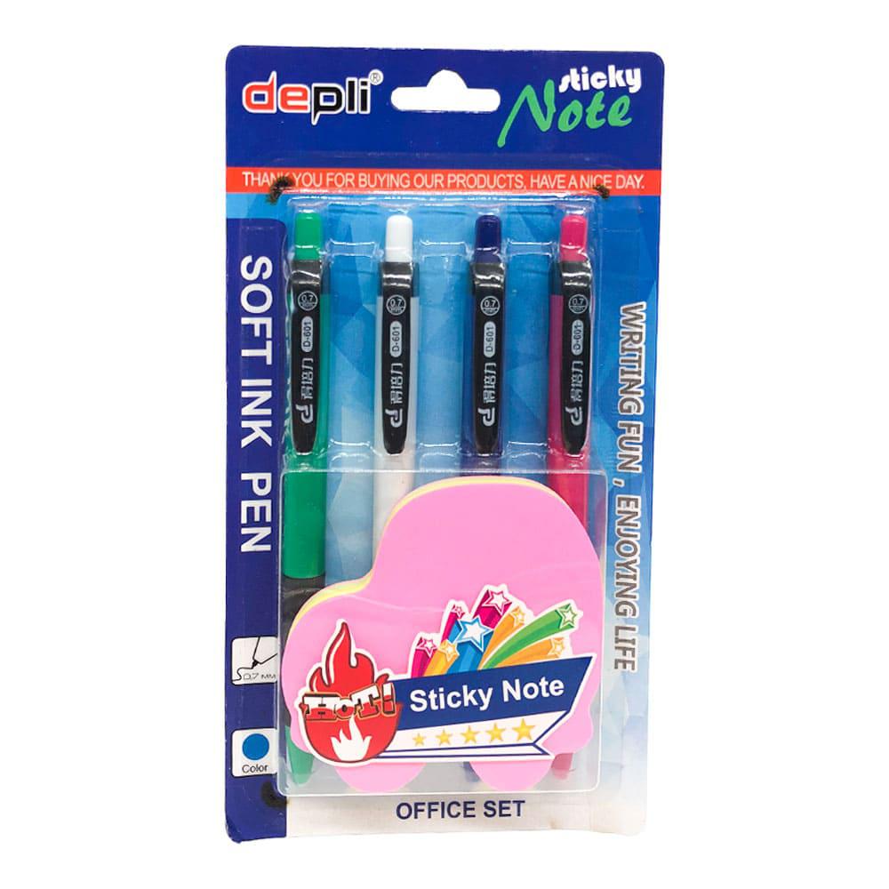 Set de Bolígrafos Imagen School Con Bloc de Notas