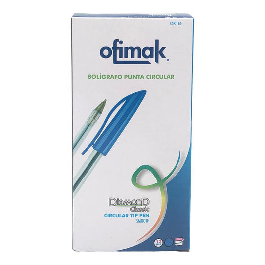Bolígrafo Ofimak Diamond Classic Azul 12 Piezas