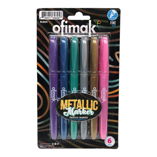 Marcador Permanente Metálico Ofimak 6 Piezas