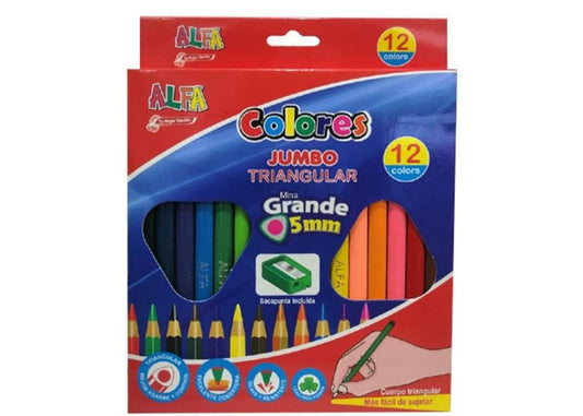 Lápices de Colores Jumbo Alfa Triangular 12 Colores