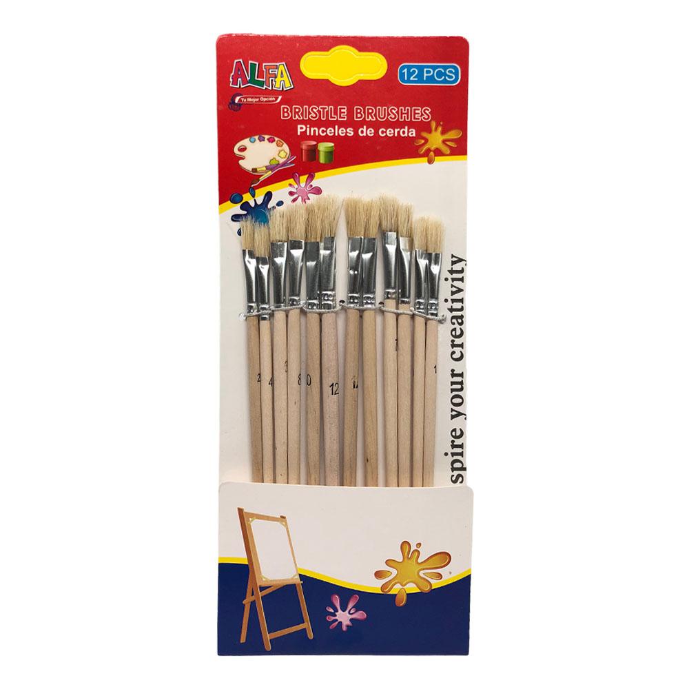 Pinceles de Madera Alfa 12 Piezas