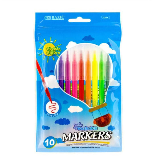 Marcadores Escolares Bazic Pf X10 Colores -Surt