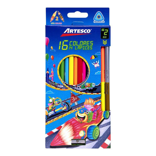 Lápices de Colores Artesco Triangular 16 Colores