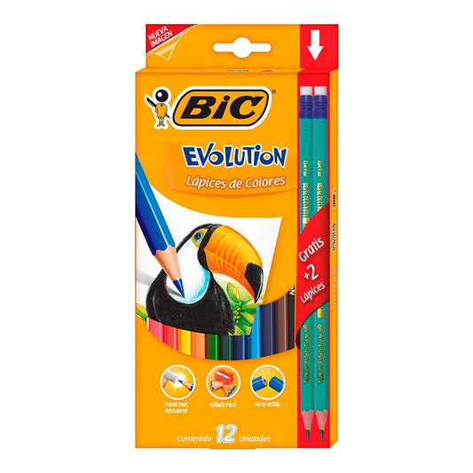 Lápices de Colores Bic Evolution 12 Colores