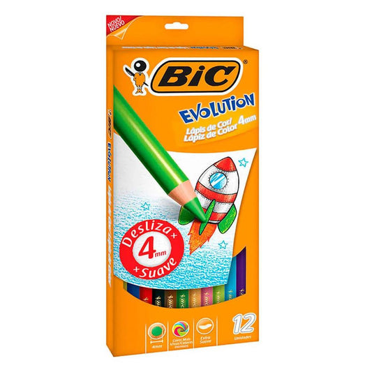 Lápices de Colores Bic Evolution Mina Gruesa 12 Colores