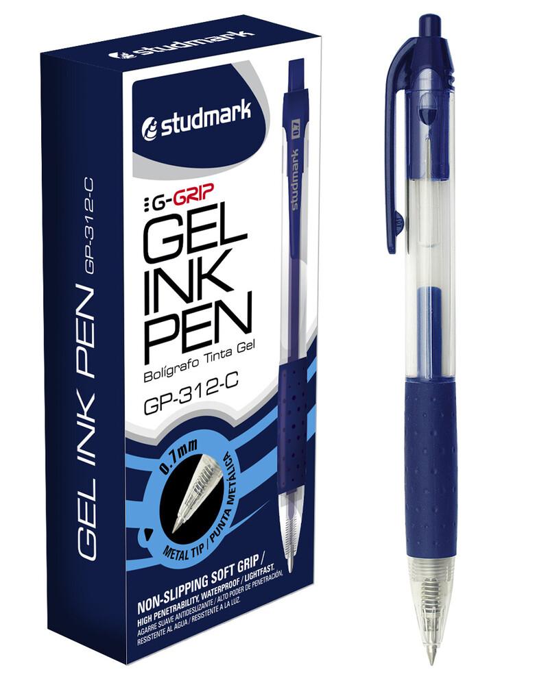 Bolígrafo Retráctil Studmark Gel Azul 12 Piezas