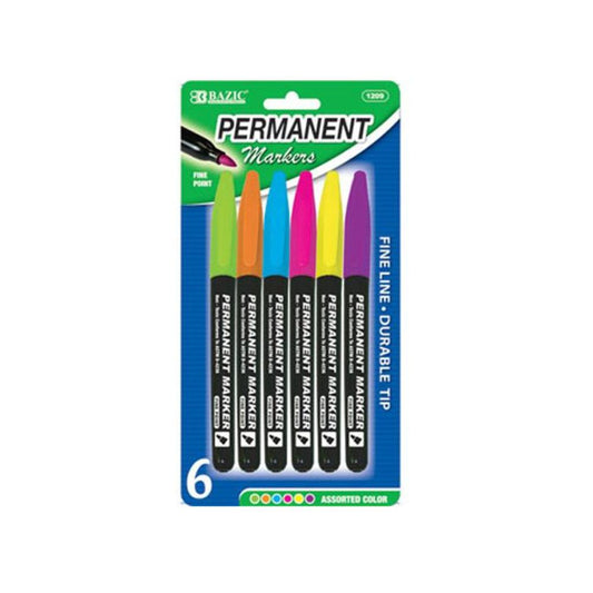 Marcadores Permanente Bazic Fino Colores X 6