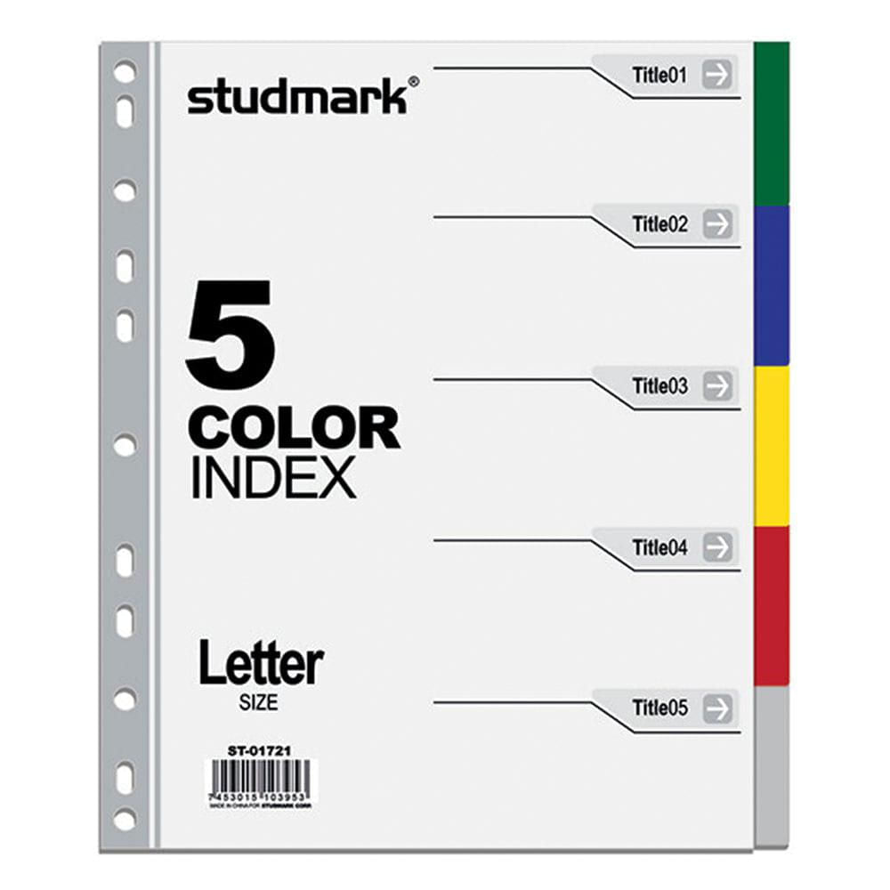 Separadores Plásticos Studmark 5 Divisiones 8.5" x 11"