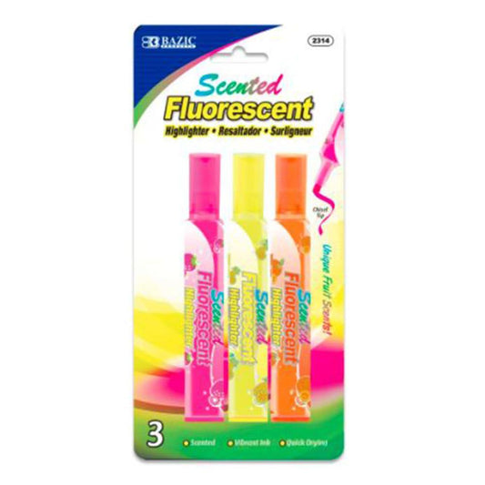 Resaltador Fluorescente Bazic Con Aroma 3 Piezas - Surtido