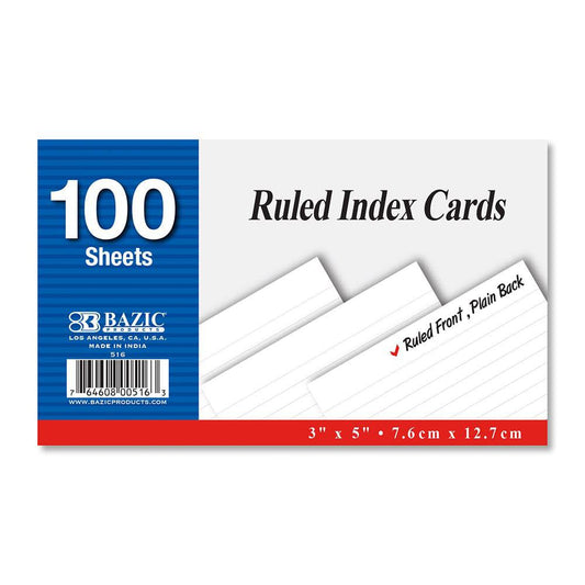 Fichas Rayadas Bazic 100 Hojas 3" x 5"