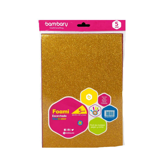 Foami Escarchado Bambary A4 Multicolor 5 Piezas