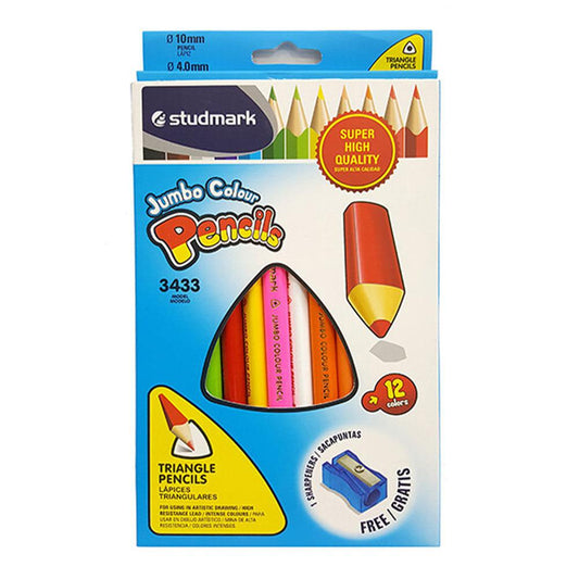 Lápices de Colores Triangulares Studmark Jumbo 12 Piezas