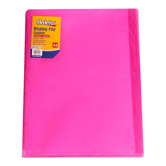 Carpeta Neón Merletto Con 30 hojas Protectoras A4 - Surtido