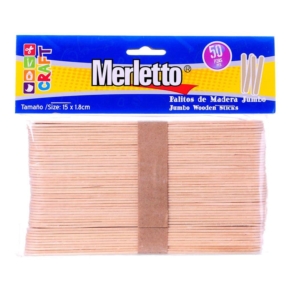 Palitos de Paleta Merletto Jumbo Natural 50 Piezas