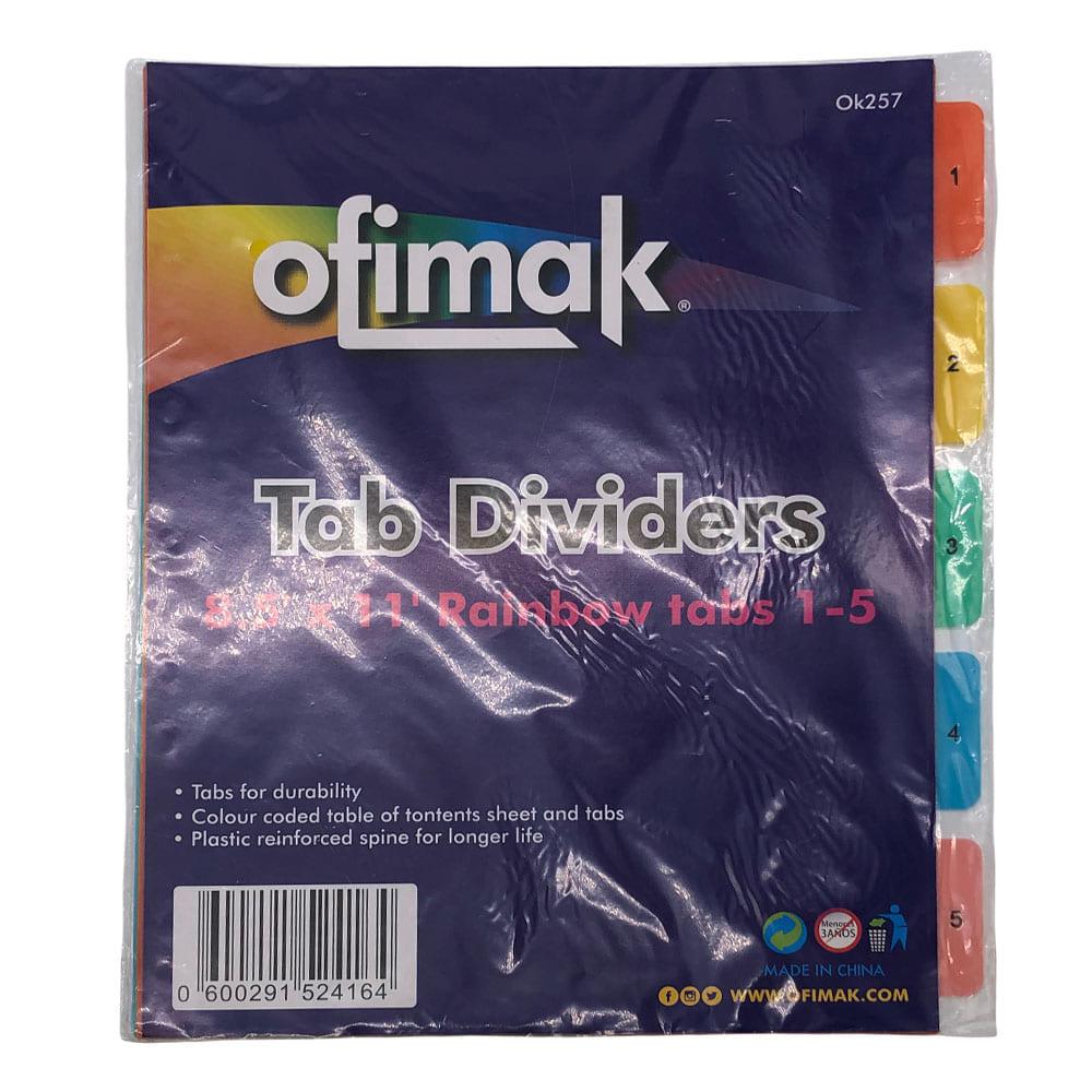 Divisiones Plásticas Ofimak Para Portafolio 5 Piezas