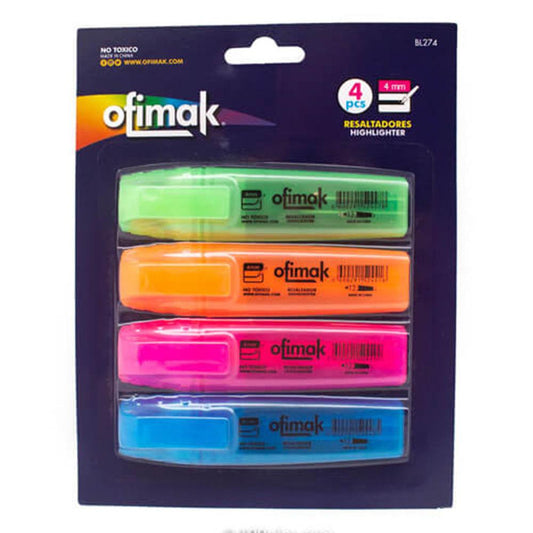 Resaltadores Ofimak 4 Piezas