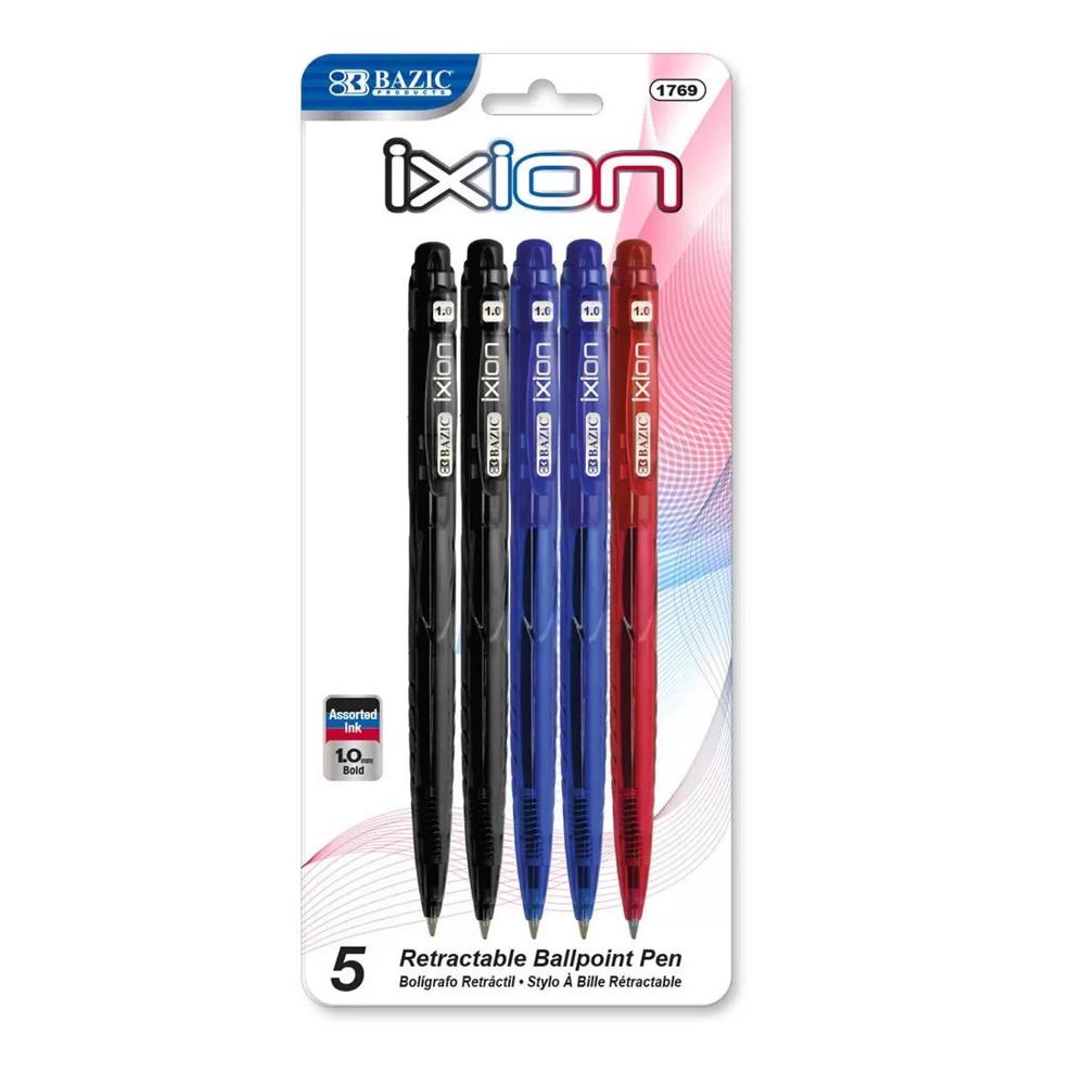 Boligrafo Bazic Ixion Azul/Negro/Rojo X 5