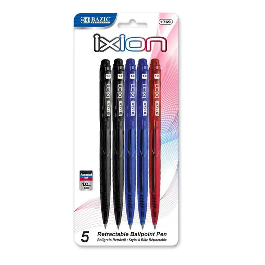 Boligrafo Bazic Ixion Azul/Negro/Rojo X 5