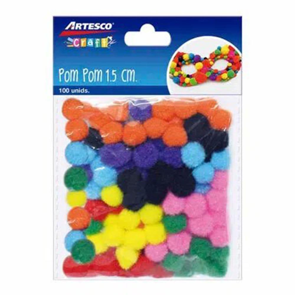Pom Pom Artesco 1.5 cm 100 Piezas - Surtido
