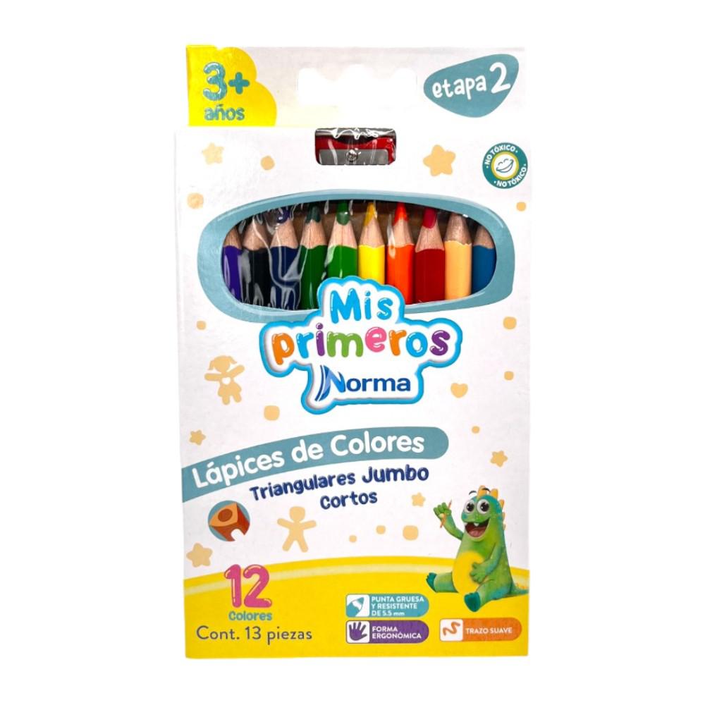 Lápices de Colores Norma Triangulares Jumbo 12 Piezas