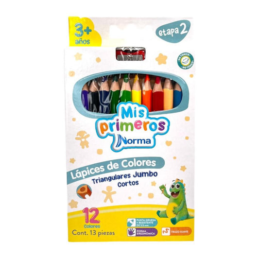 Lápices de Colores Norma Triangulares Jumbo 12 Piezas