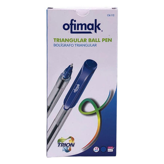 Bolígrafo Ofimak Triangular Azul 12 Piezas