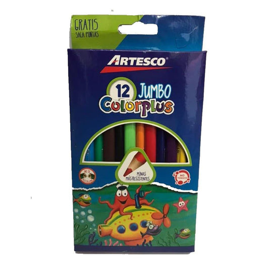 Lápices de Colores Triangular Jumbo Artesco 12 Piezas