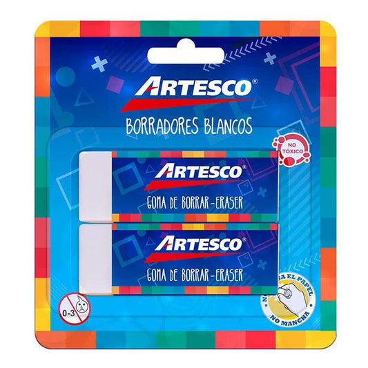 Borrador Blanco Artesco Blister de 2 Piezas