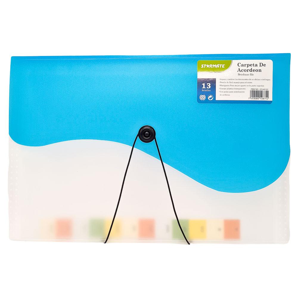 Carpeta de Acordeón Starmate de Plástico 13 Bolsillos - Surtido