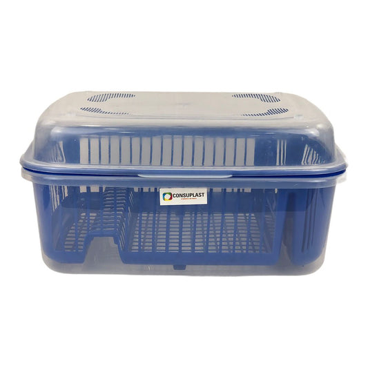 Escurridor Consuplast Con Tapa 51 cm x 38 cm x 27 cm - Azul