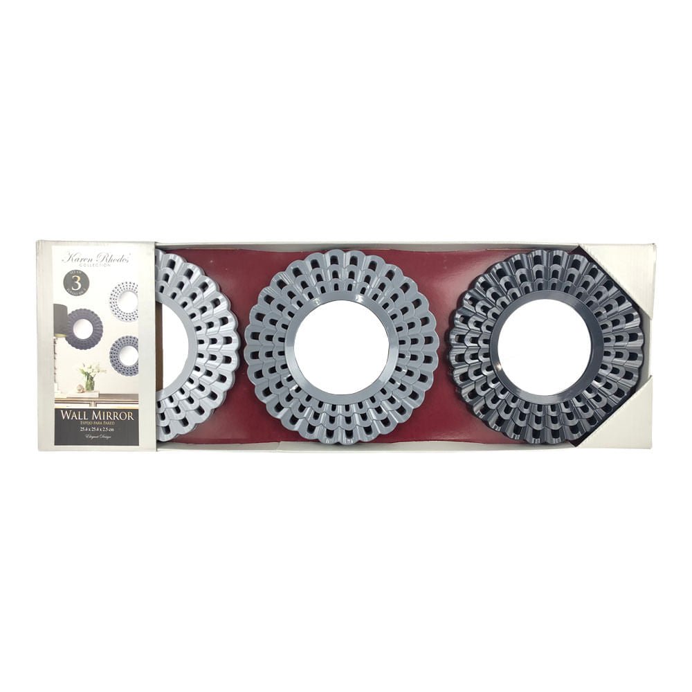 Espejos Kennedy Decorativo 3 Piezas - Gris